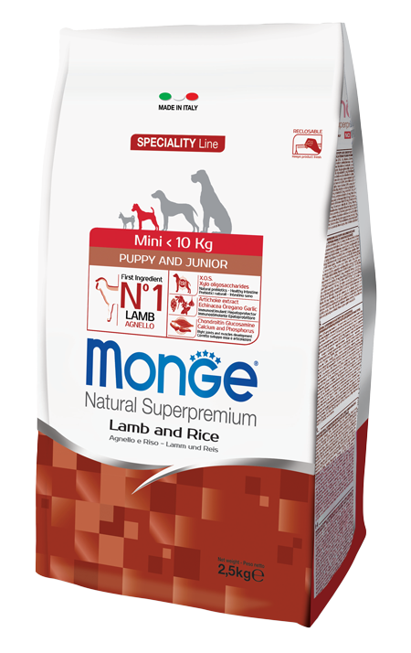 Monge Dog Speciality Mini корм для щенков мелких пород ягненок с рисом и картофелем от зоомагазина Дино Зоо