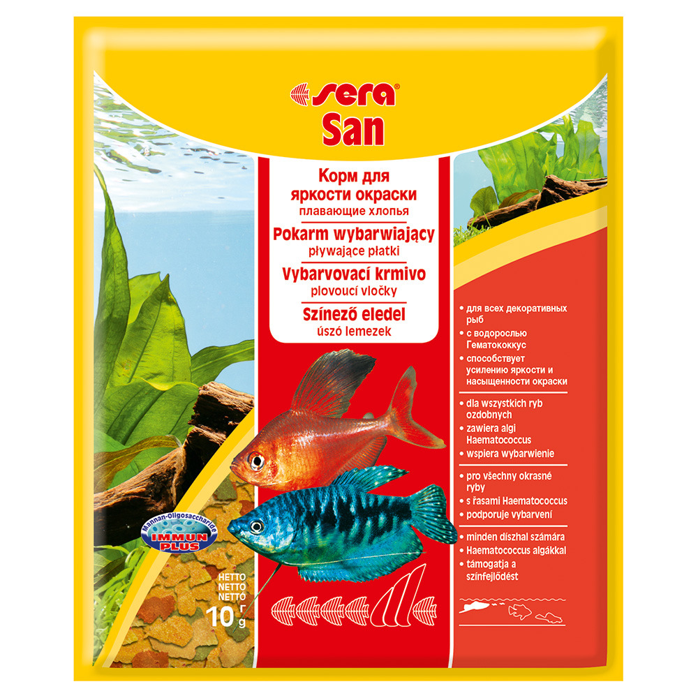 Sera Корм для рыб основной в хлопьях SAN  10 г (пакетик) (улучшает окраску) от зоомагазина Дино Зоо