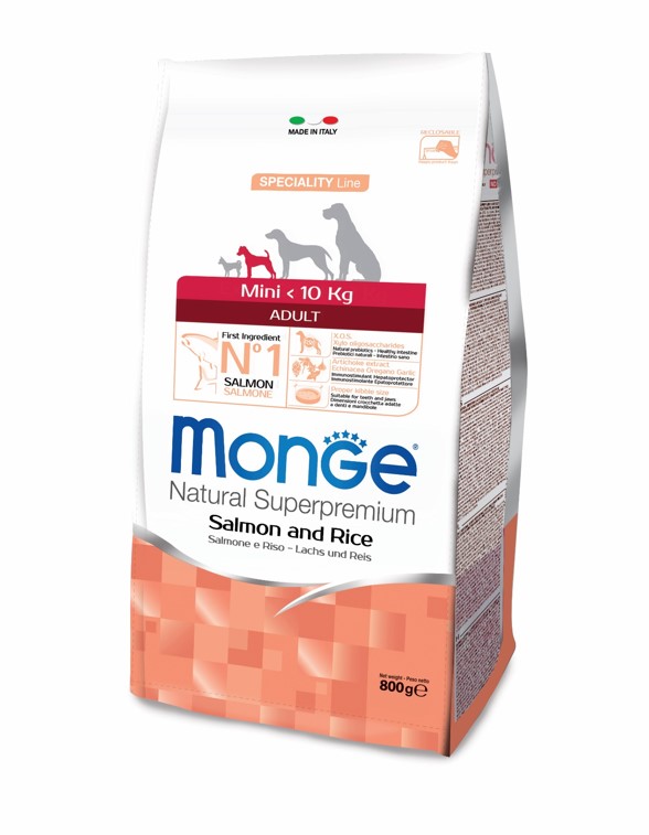 Monge Dog Speciality Mini корм для взрослых собак мелких  пород лосось с рисом от зоомагазина Дино Зоо