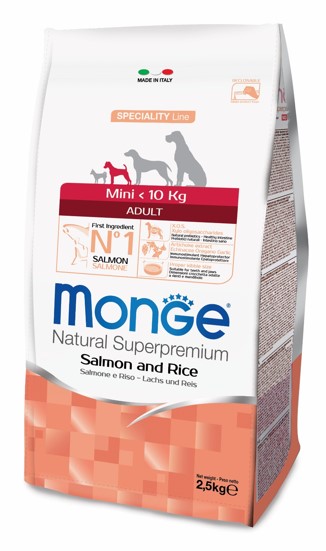 Monge Dog Speciality Mini корм для взрослых собак мелких пород лосось с рисом от зоомагазина Дино Зоо