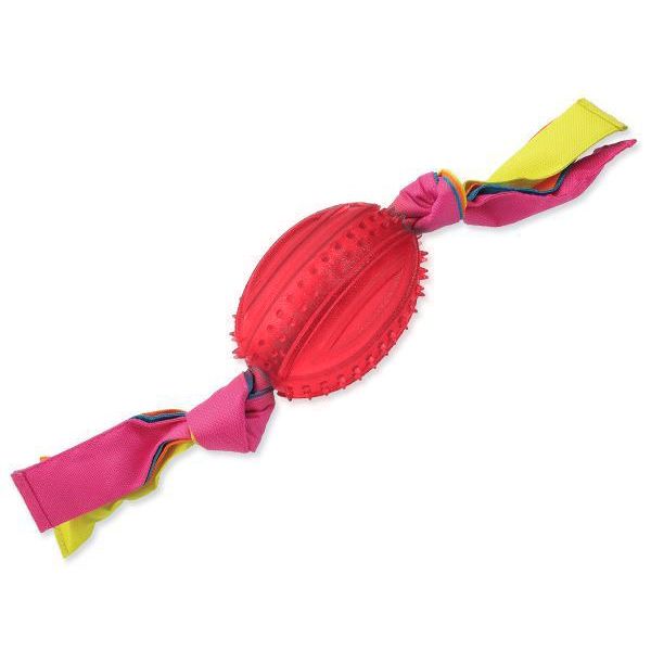 Игрушка для собак резиновая мяч овальный красный с веревками 48 см Dog Fantasy