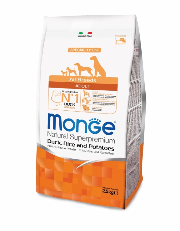 Monge Dog  Speciality корм для собак всех пород утка с рисом и картофелем от зоомагазина Дино Зоо