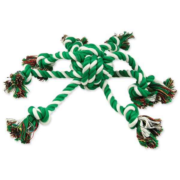 Игрушка веревочная зелено-белый осьминог с 7 щупальцами 45 см Dog Fantasy от зоомагазина Дино Зоо
