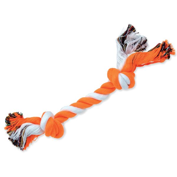 Игрушка веревочная оранжево-белая 25 см 2 узла Dog Fantasy от зоомагазина Дино Зоо