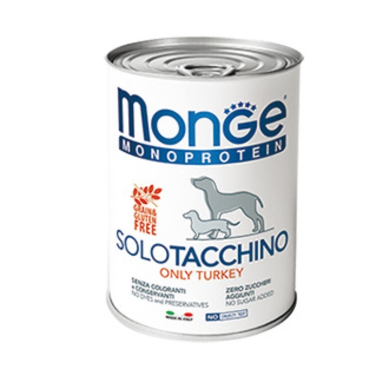 Dog Monoproteico Solo консервы для собак паштет из индейки, Monge от зоомагазина Дино Зоо