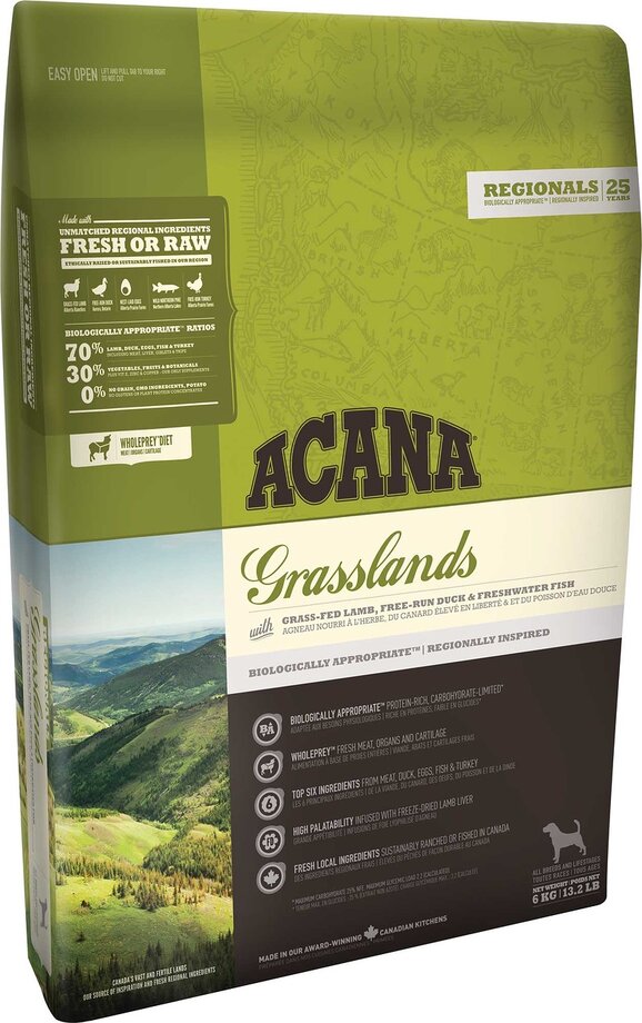 Grasslands сухой корм для собак всех пород и возрастов с ягненком, Acana