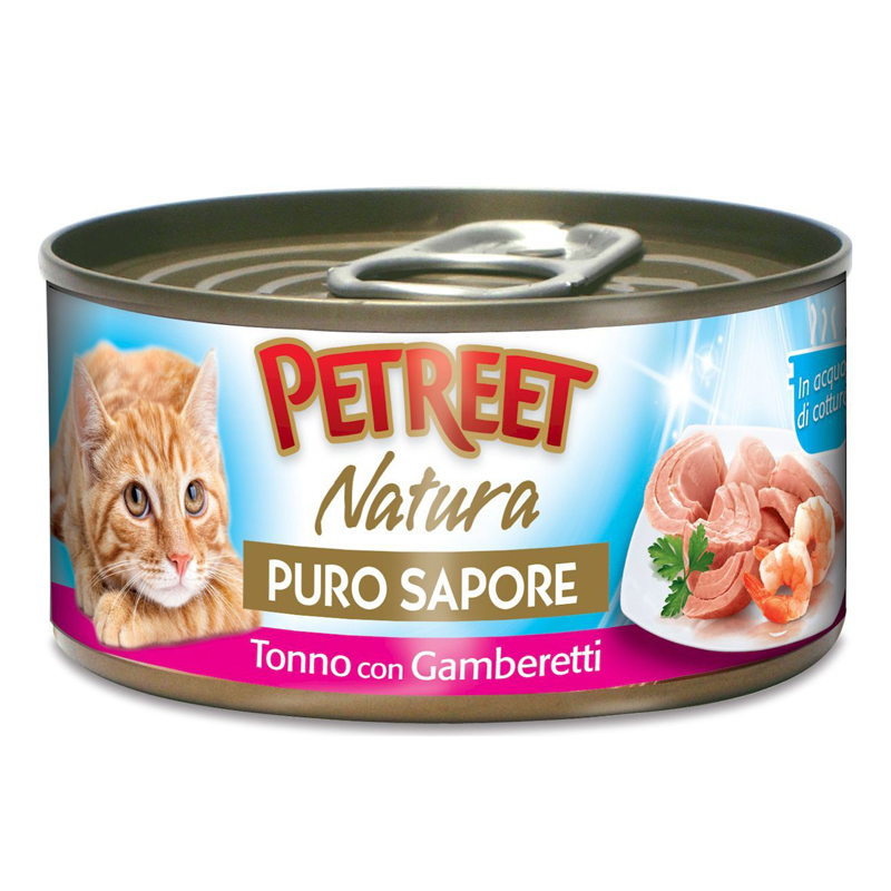 Консервы для кошек кусочки тунца с креветками в рыбном супе, Petreet от зоомагазина Дино Зоо