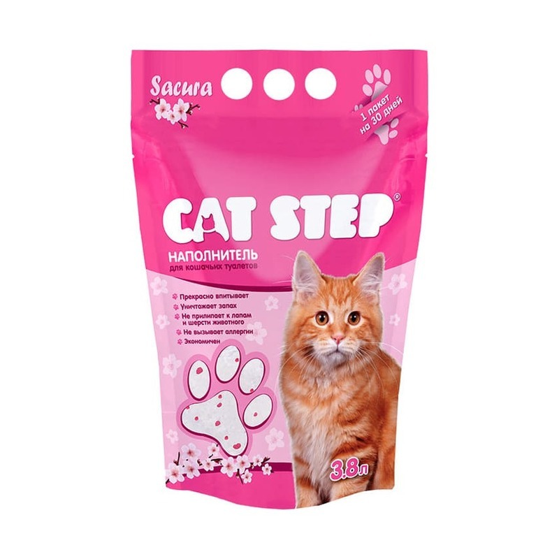 Наполнитель для кошачьих туалетов Cat Step "Сакура" 3,8л, силикагелевый впитывающий