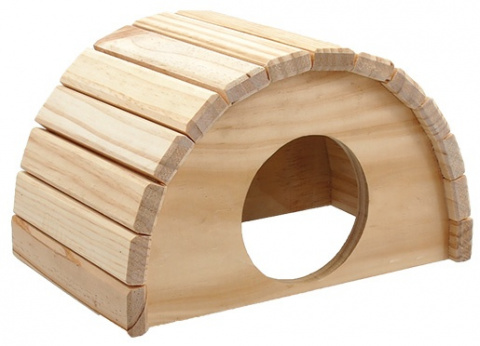 Домик для грызунов полукруглый деревянный 24*17*15см от зоомагазина Дино Зоо