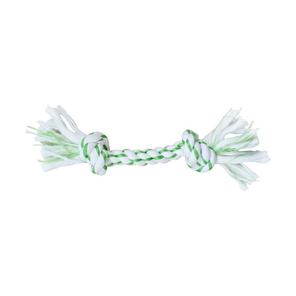 Игрушка веревочная зелено-белая 25 см 2 узла Dog Fantasy от зоомагазина Дино Зоо