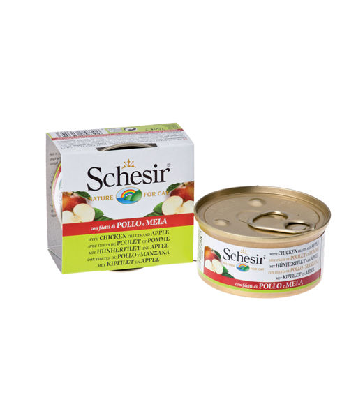 Schesir 75 гр консервы для кошек цыпленок/яблоко (банка) от зоомагазина Дино Зоо
