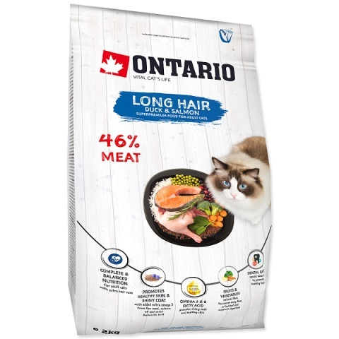 Ontario сухой корм для длинношерстных кошек утка/рыба от зоомагазина Дино Зоо