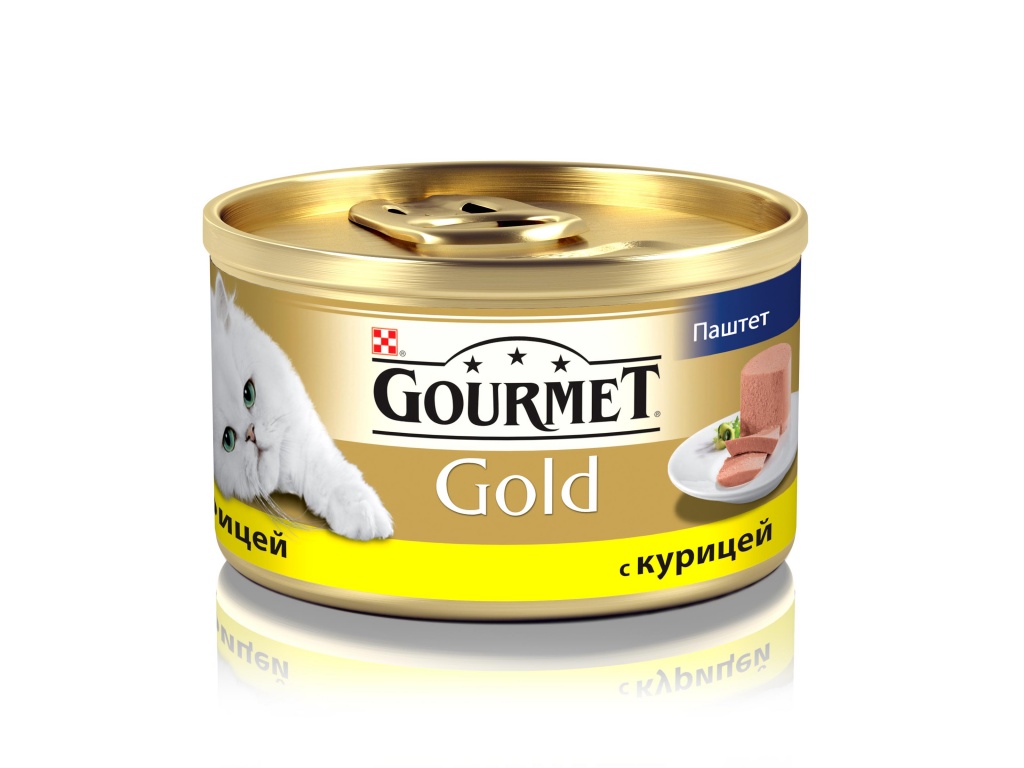 Gold консервы для кошек, паштет с курицей, Gourmet