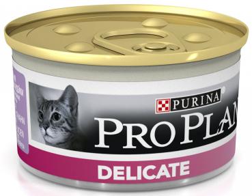 Delicate консервы для взрослых кошек с чувствительным пищеварением, паштет с индейкой, Purina Pro Plan