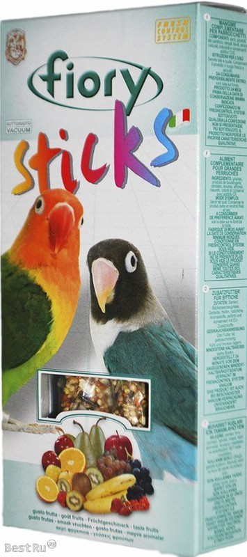 Палочки для средних попугаев Sticks с фруктами 2х60 г, Fiory