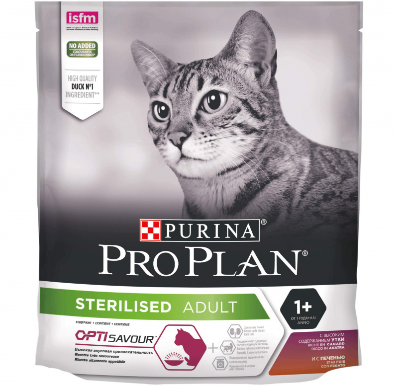 Purina Pro Plan  Sterilised  корм для кастрированных кошек Утка/Печень от зоомагазина Дино Зоо
