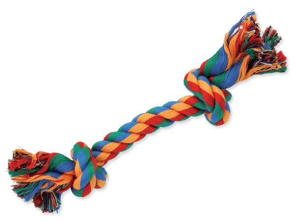 Игрушка веревочная разноцветная с 2 узлами 20см, Dog Fantasy от зоомагазина Дино Зоо