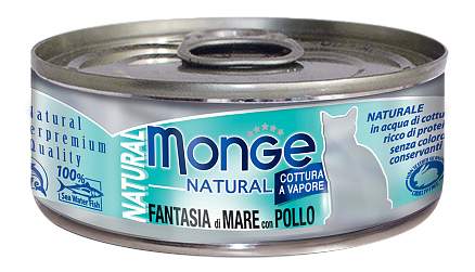 Monge Cat Natural консервы для кошек морепродукты с курицей от зоомагазина Дино Зоо