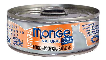 Monge Cat Natural консервы для кошек тихоокеанский тунец с лососем от зоомагазина Дино Зоо