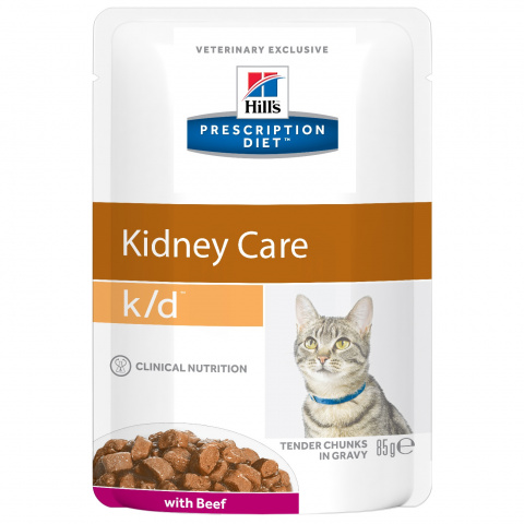 Prescription Diet k/d Kidney Care влажный корм для кошек, с говядиной, Hill's
