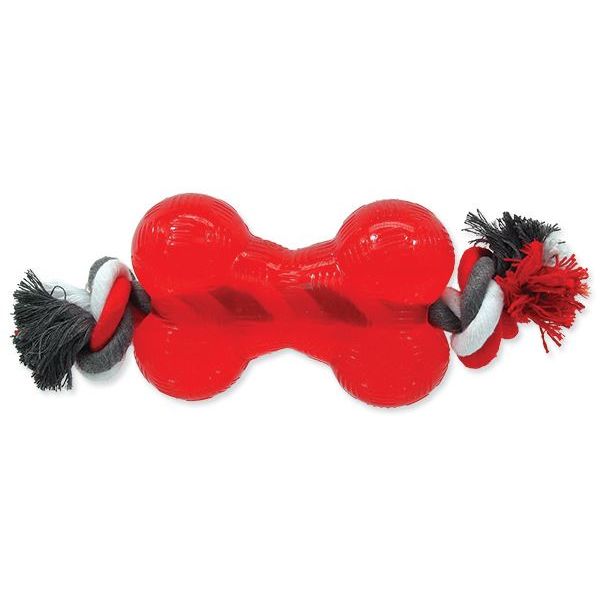 Игрушка для собак кость с веревкой красная 13,9 см Dog Fantasy