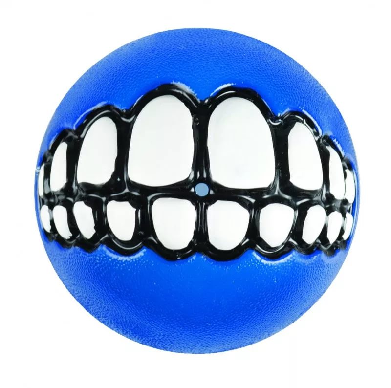 Игрушка для собак латексная мяч с зубами синий 7,8см Rogz от зоомагазина Дино Зоо