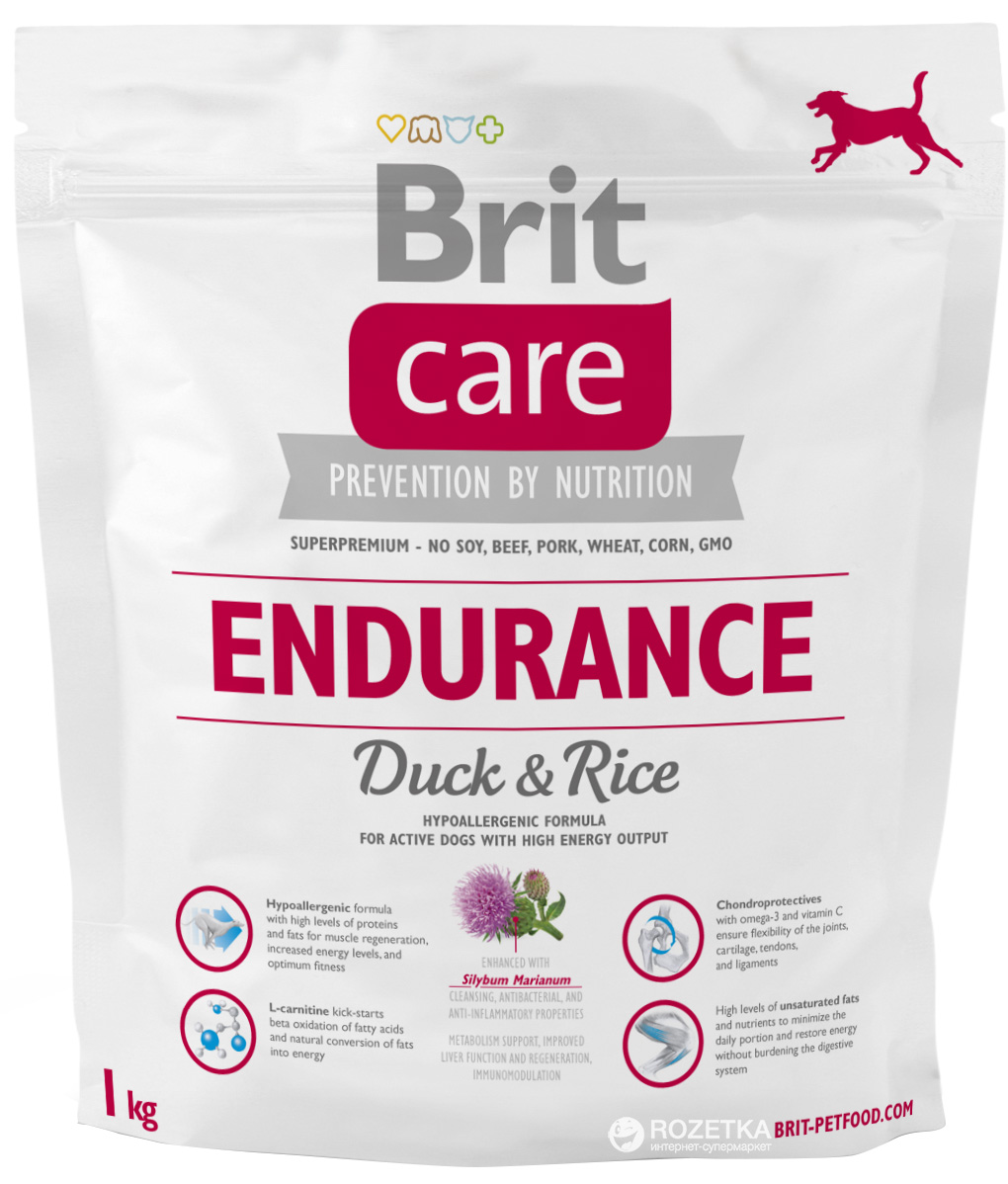 Care Endurance для активных собак всех пород, утка с рисом, Brit от зоомагазина Дино Зоо