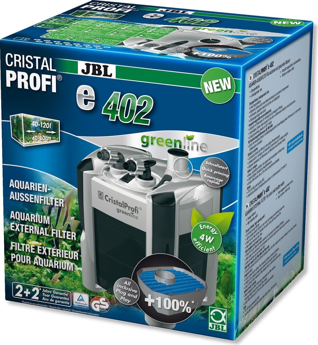 JBL CristalProfi e402 greenline + - Внешний фильтр для аквариумов объемом 40-120 л от зоомагазина Дино Зоо