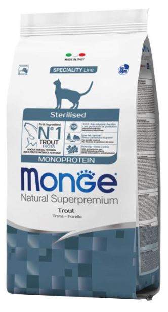 Monge Cat Monoprotein сухой корм для стерилизованных кошек с форелью от зоомагазина Дино Зоо