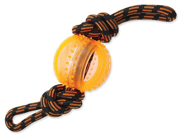 Игрушка для собак резиновая мячик оранжевый на веревке 35 см Dog Fantasy