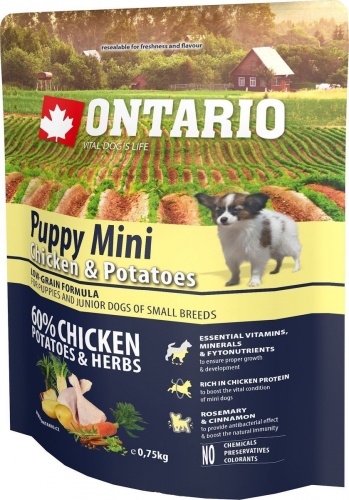 Ontario корм сухой для щенков мини пород с курицей и картофелем от зоомагазина Дино Зоо