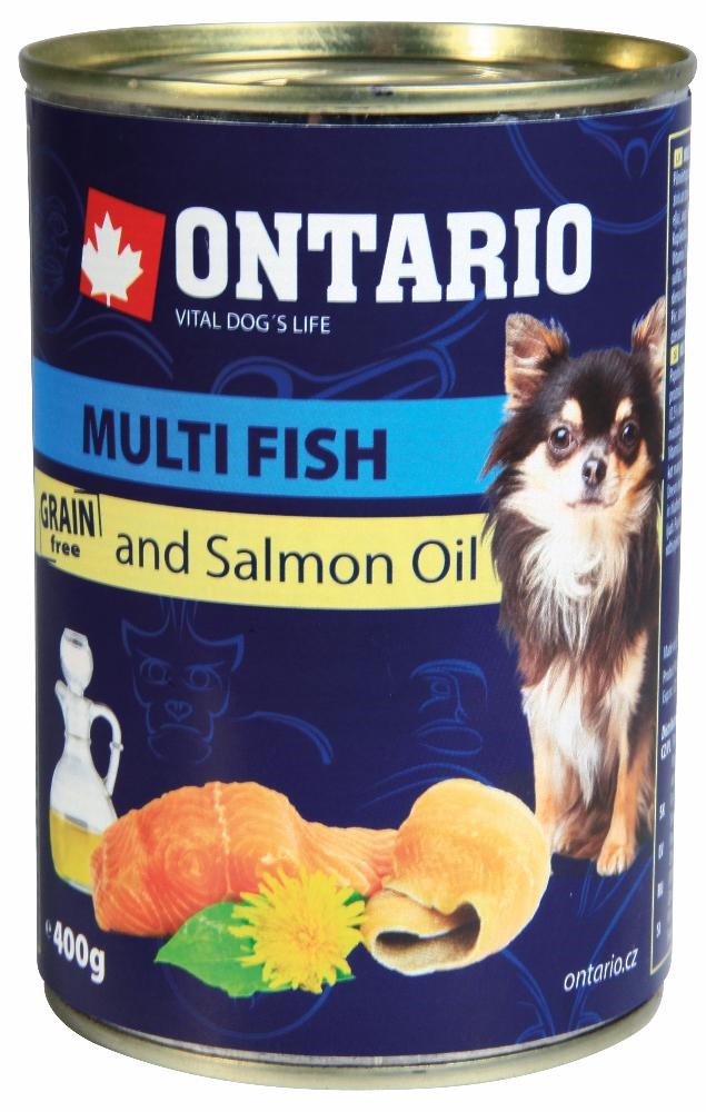 Ontario консервы для собак мини пород рыбным ассорти и маслом лосося