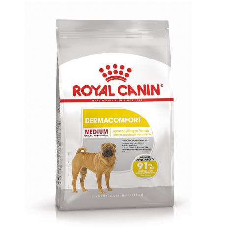 Medium Dermacomfort корм для собак средних пород, склонных к кожным раздражениям, Royal Canin