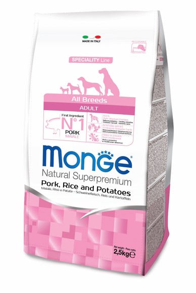 Monge Dog Speciality корм для собак всех пород свинина с рисом и картофелем от зоомагазина Дино Зоо