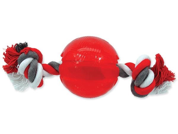 Игрушка для собак мячик с веревкой красный, Dog Fantasy от зоомагазина Дино Зоо