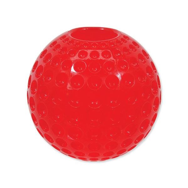 Игрушка для собак мячик с отверстием ребристый красный 9,5 см Dog Fantasy