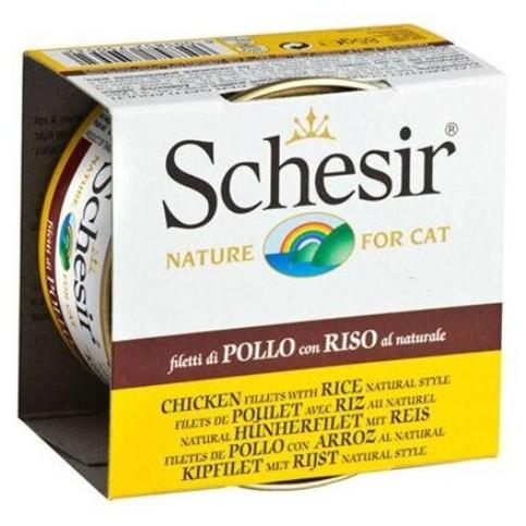 Schesir 85 гр консервы для кошек Цыпленок/рис (банка) от зоомагазина Дино Зоо