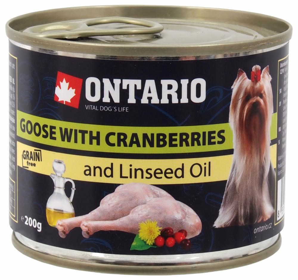 Ontario консервы для собак мини пород с мясом гуся, клюквой, одуванчиком и льняным маслом 200 гр от зоомагазина Дино Зоо