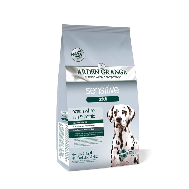 Arden Grange Корм сухой для взрослых собак, с деликатным желудком и/или чувст. кож