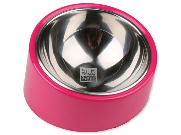 миска металлическая 350мл. розовая с наклоном, Dog Fantasy от зоомагазина Дино Зоо