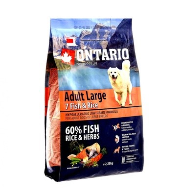 Ontario корм сухой для взрослых собак крупных пород с рыбой и рисом