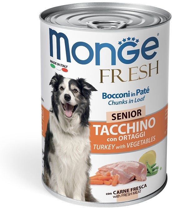 Dog Fresh консервы для пожилых собак мясной рулет индейка с овощами, Monge от зоомагазина Дино Зоо