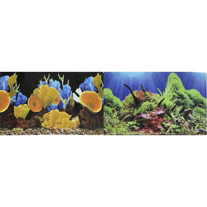 Фон для аквариума двухсторонний Морские кораллы/Подводный мир 50х100см (9096-1/9097), Prime