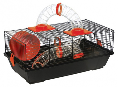 Клетка для грызунов Либор черная с оранжевыми аксессуарами 50,5*28*21см Small Animals