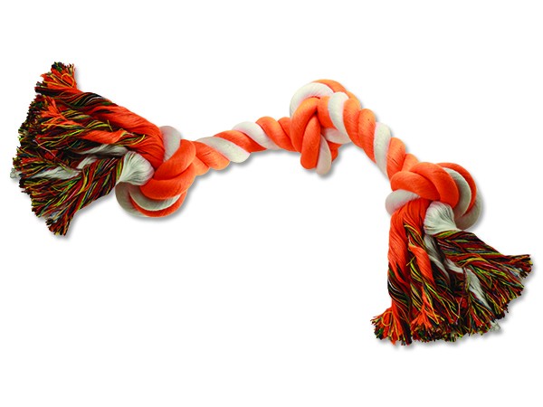 Игрушка веревочная оранжево-белая 40 см 3 узла Dog Fantasy от зоомагазина Дино Зоо