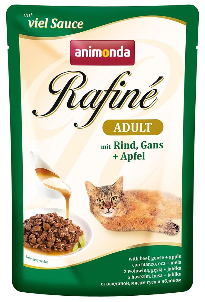 Rafine Adult влажный корм для кошек с говядиной, мясом гуся и яблоком, Animonda