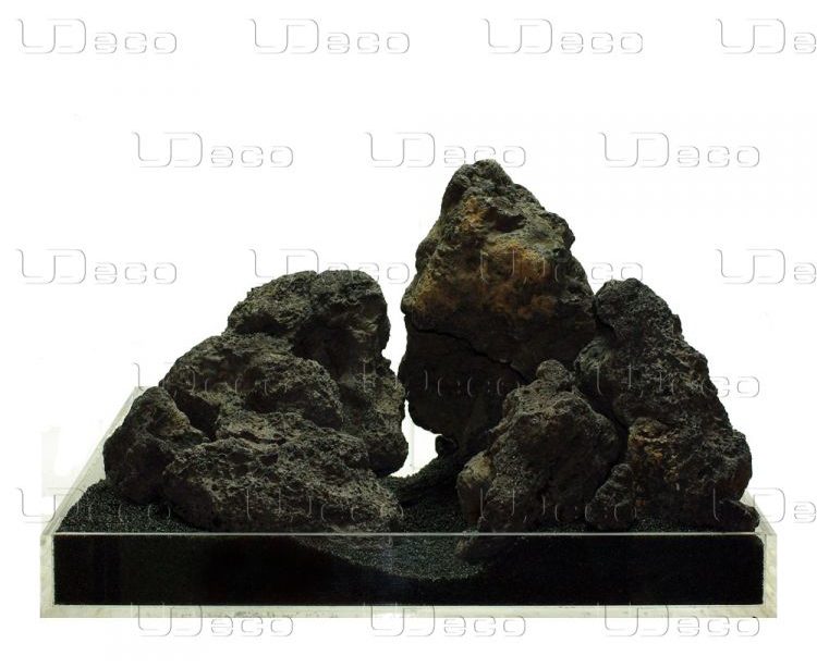 UDeco Black Lava XL - Натуральный камень "Лава чёрная" для оформления аквариумов и террариумов, 1 шт