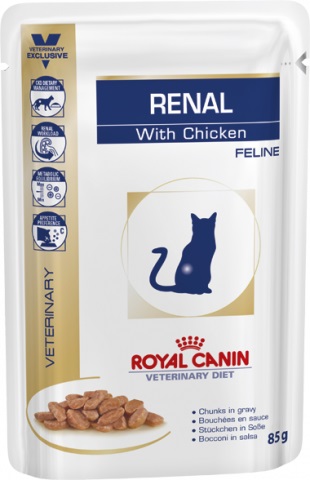 Renal кусочки в соусе для кошек при лечении почечной недостаточности, Royal Canin от зоомагазина Дино Зоо