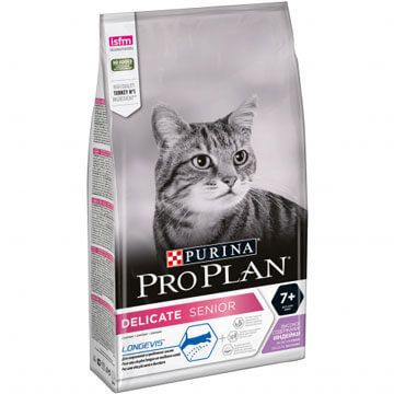 Purina Pro Plan  "Delicate"  7+ Корм сухой для кошек с чувствительным пищеварением Индейка от зоомагазина Дино Зоо