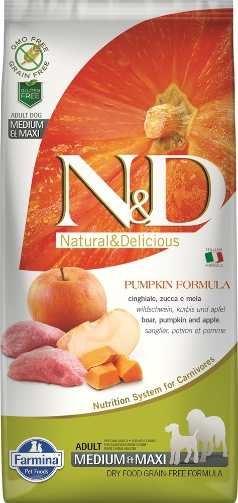 "N&D" Dog корм Pumpkin Boar&Apple Adult Medium&Maxi кабан ябл для взр собак кр и ср пород, Farmina